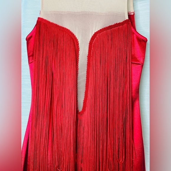 Beautiful Red Dress with Front & Back Fringes - Picture 2 of 9